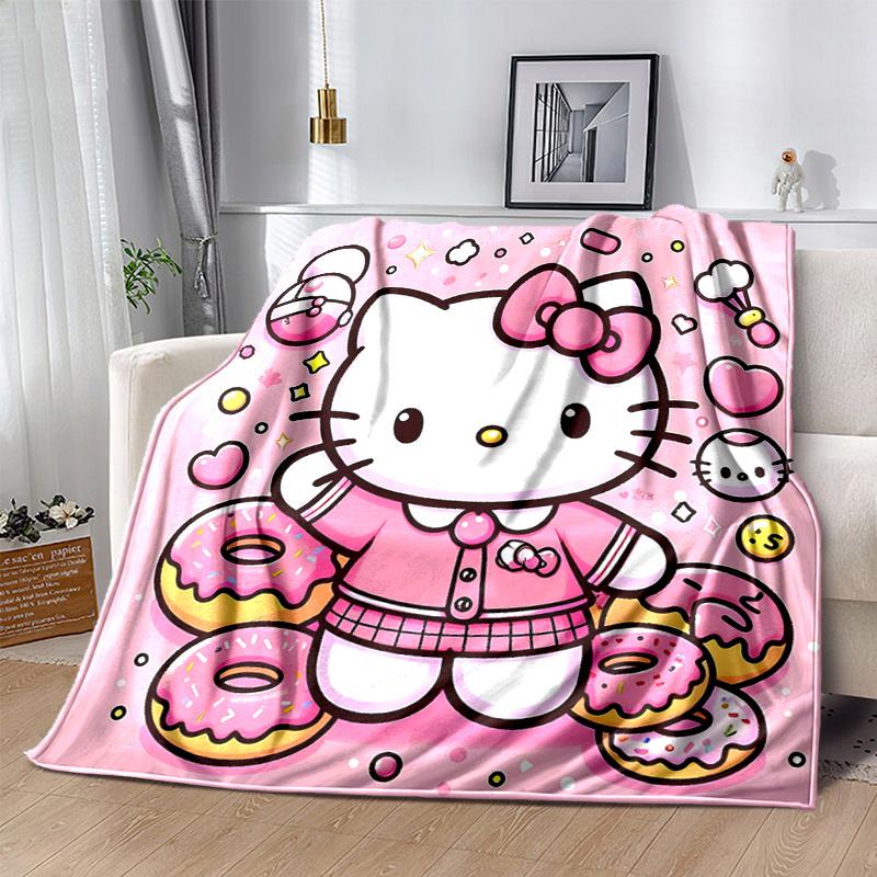 1pc Dessert Hello Kitty Throw Blanket, Soft Warm Home Decorative Blankets for Couch Bed Sofa, Living Room, Travel, Camping, Car Blankets, Beach, Offic