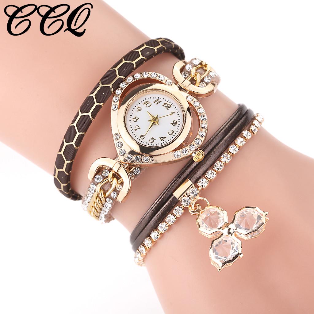  Женские винтажные блестящие браслеты с кристаллами любви и циферблатом, аналоговые кварцевые наручные часы