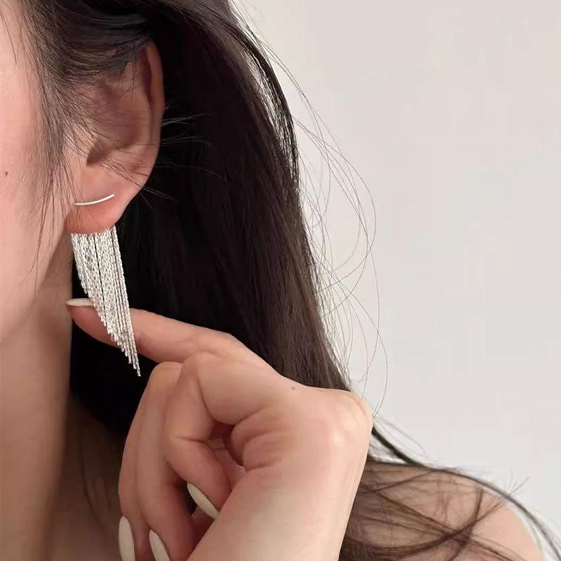 Длинные серьги-кисточки в стиле отпуска для женщин, подвесные сзади, легкие, роскошные, высокого класса