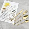 24Pcs Red Gold Cutlery Set 18/10 Stainless Steel Tableware Vintage Knife Fork Coffee Spoon Dinnerware Set Wedding Kitchen Silverware
