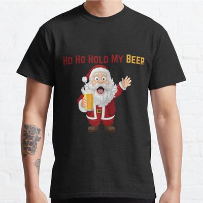 Мужская мода повседневные футболки с короткими рукавами Ho Ho Hold My Beer Funny Santa Tees Oversize футболки