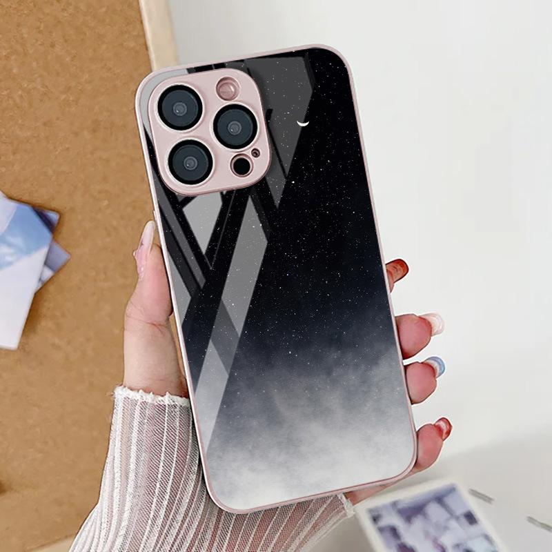 Ночное звездное небо для iPhone17 металлическая краска защитный чехол для мобильного телефона всесторонний 13 мелкое отверстие 16/15/14 стекло 13