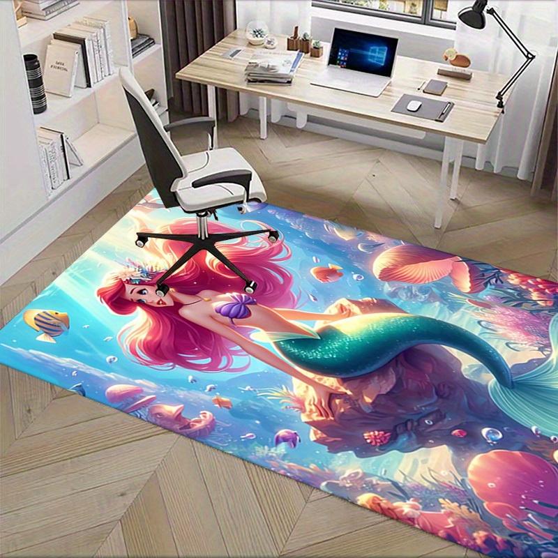 1pcOffice Carpet, Under Chair Rug, Gift for Home Decor, Mermaid Tail Design, Vibrant Coral Reef Scene