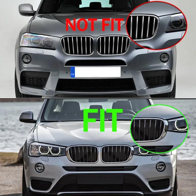 Передняя решетка радиатора с двойными линиями, замена для BMW X3 X4 F25 F26 2014-2017, гоночные решетки, глянцево-черные аксессуары