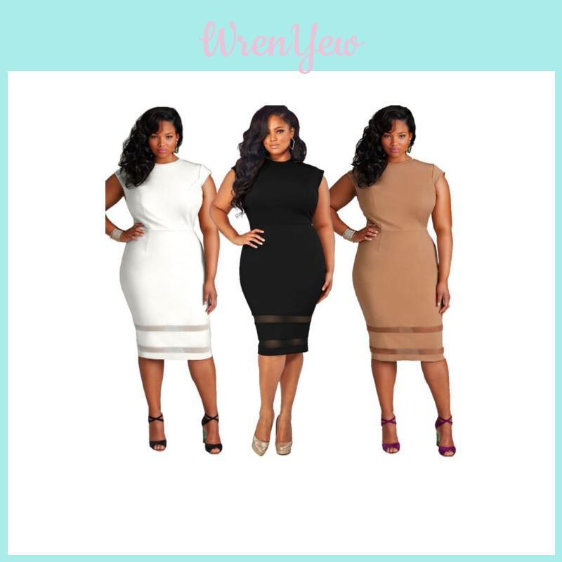 Elegant Women's Summer Bodycon Pencil Cocktail Evening Dress In Plus Sizes