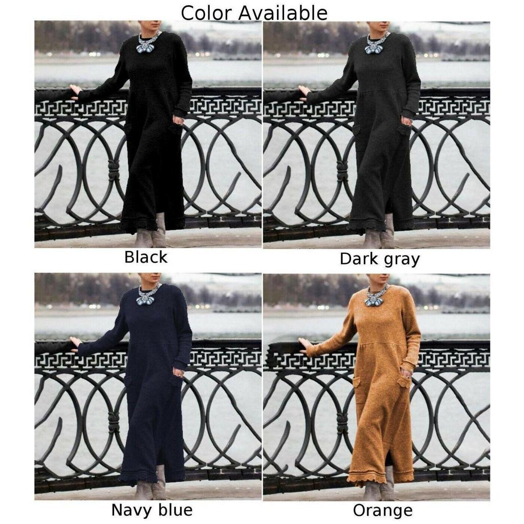 Autumn Loose Plus Size Knitted Lace Fleece Sweatshirt Dress