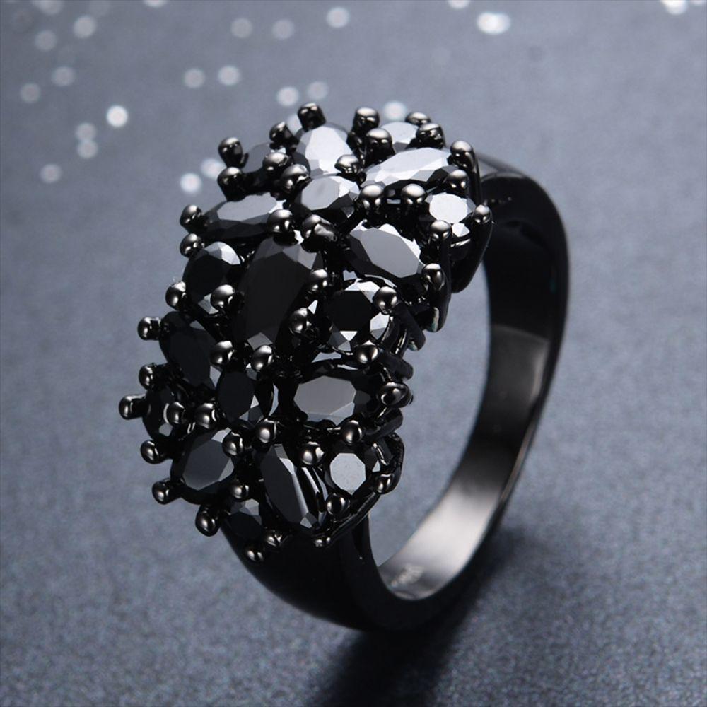Oval Wedding Rings Black Border Rings Fashion Inlaid Ring Women Men