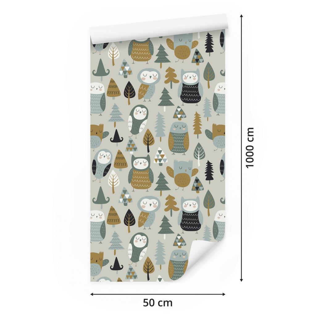 Sleeping Owls Wallpaper for Living Room and Bedroom 50x1000