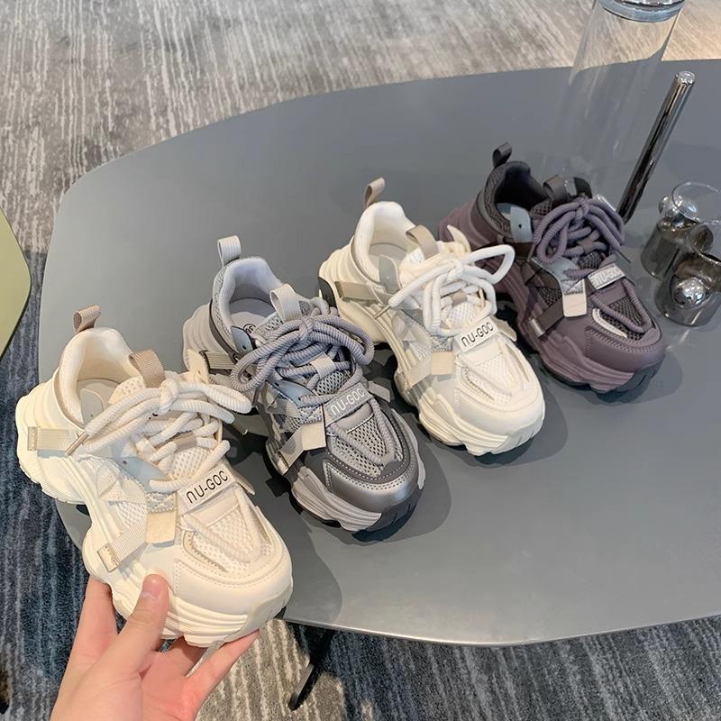 Dad Shoes Women's New Mesh Thin Purple Women's Sneaker Thick Bottom Increased Feet Small Casual Shoes