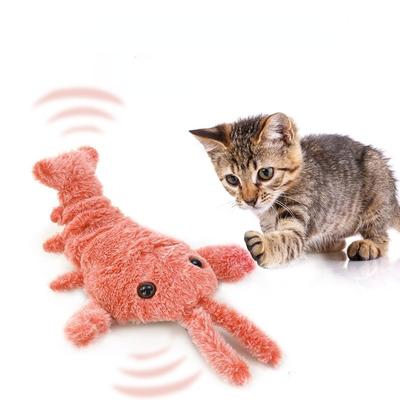 USB электрическая имитация лобстера, прыгающая игрушка для кошек, движущаяся игрушка с креветками, зарядка, забавные плюшевые игрушки для собак, кошек, детские мягкие игрушки