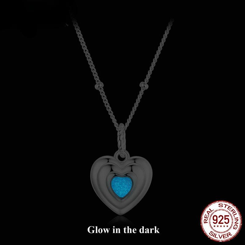 S925 серебро кулон светящееся сердце ожерелье для женщин подарок на день Святого Валентина юбилей ювелирные изделия подарок