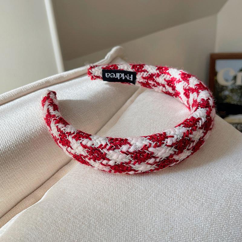 Милая Рождественская Женщина Красная Шерстяная Вязка Толстые Поролоновые Повязки на Голову для Леди Девушек Повседневная Вечеринка Праздничная Повязка на Голову