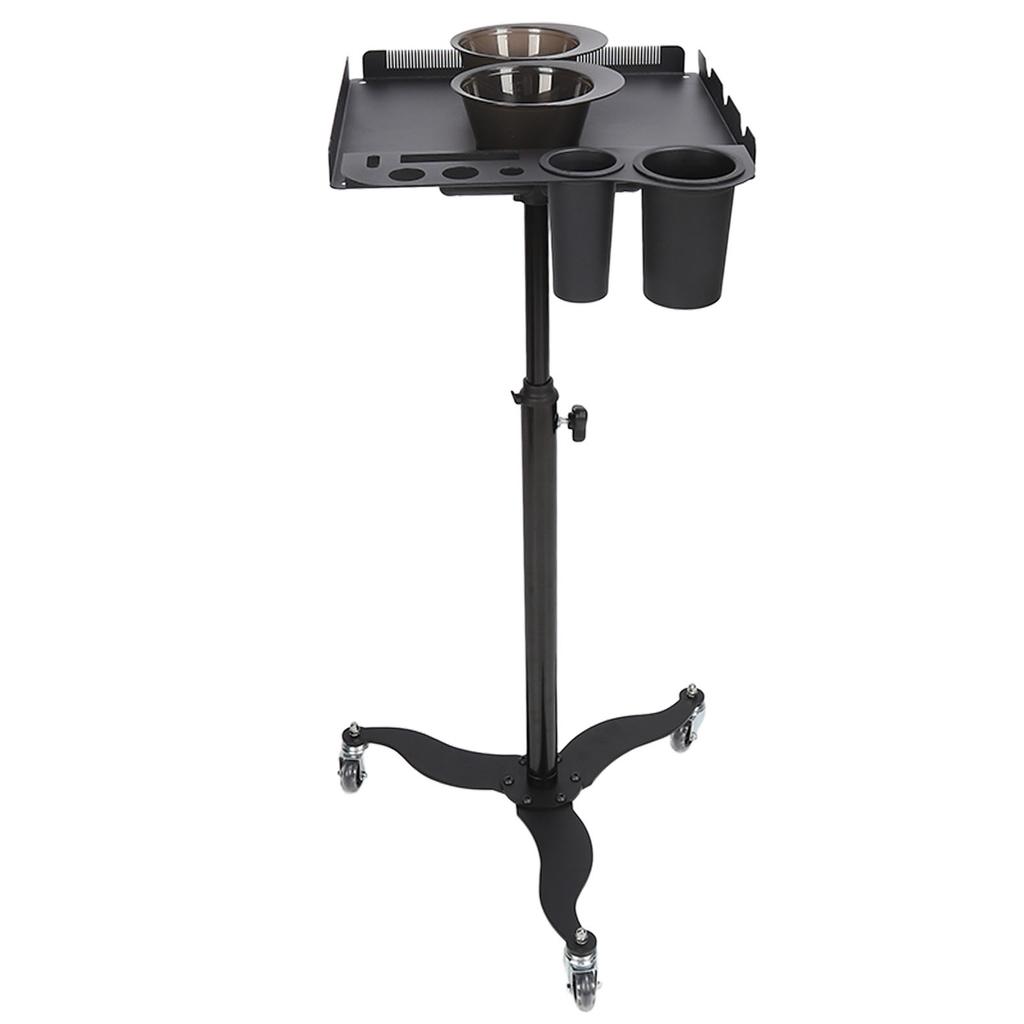 Salon Tray Removable Stainless Steel 360 Degree Rotatable Tray Adjustable Height Cart with Wheels