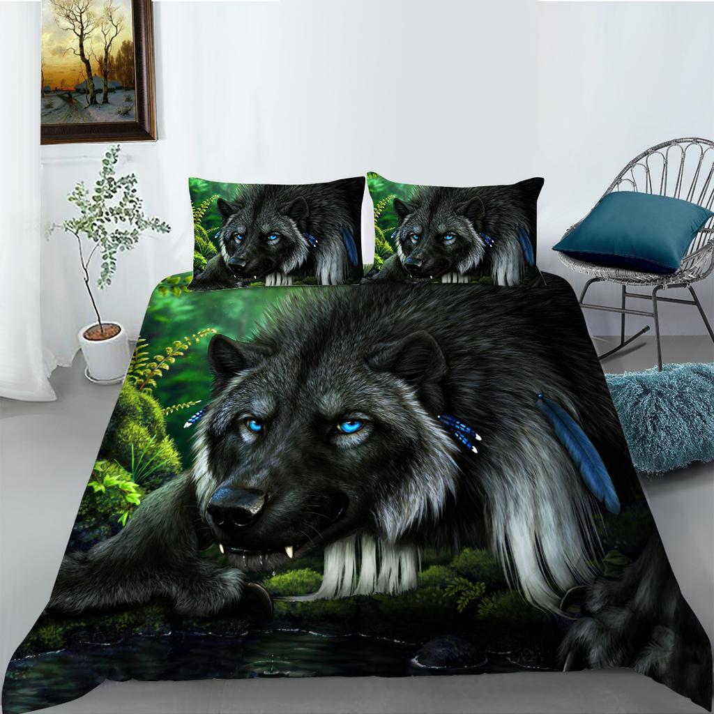 Animal Series Bedding Two Or Three-Piece Set Polyester Wolf Digital Printing