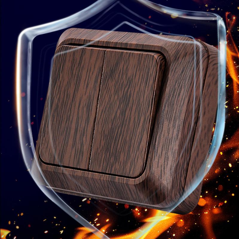 Настенный кнопочный выключатель света EU Краска с распылением Огнестойкий ABS Наружный 1/2 модуля 1-клавишный Настенный наружный переключатель-качель Вкл / Выкл