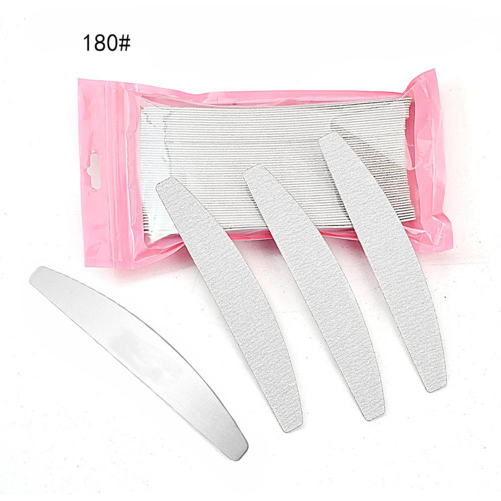 Tearable Gray-White Sanding Sheets: Replaceable Half-Moon Nail File with Stainless Steel Core for Shaping and Nail Art