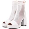 Thick High Heels Summer Ankle Boots For Women Platform Sandal 2024 Elegant Mesh Black White Dance Party Shoes Lady Large Size