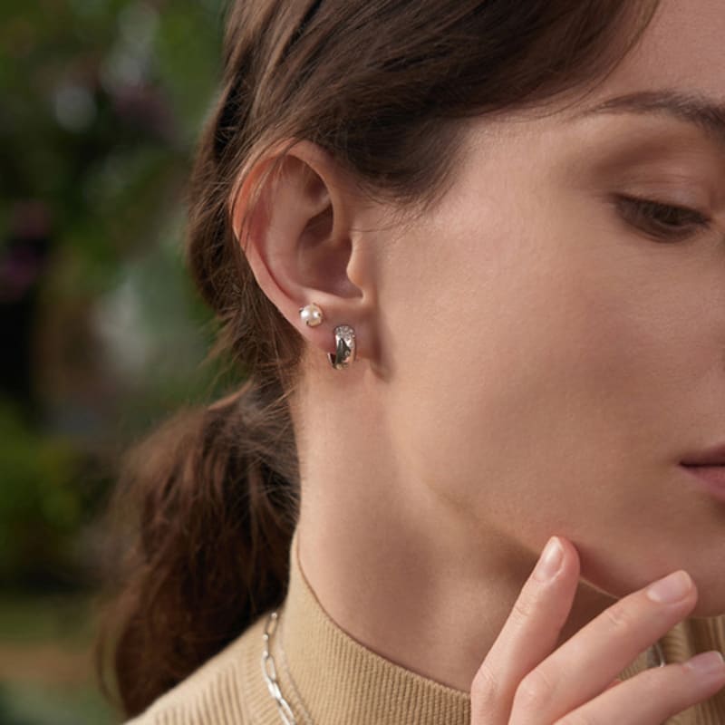 ANIA HAIE Sparkle Plump 925 Silver Hoop Earrings E054-05H