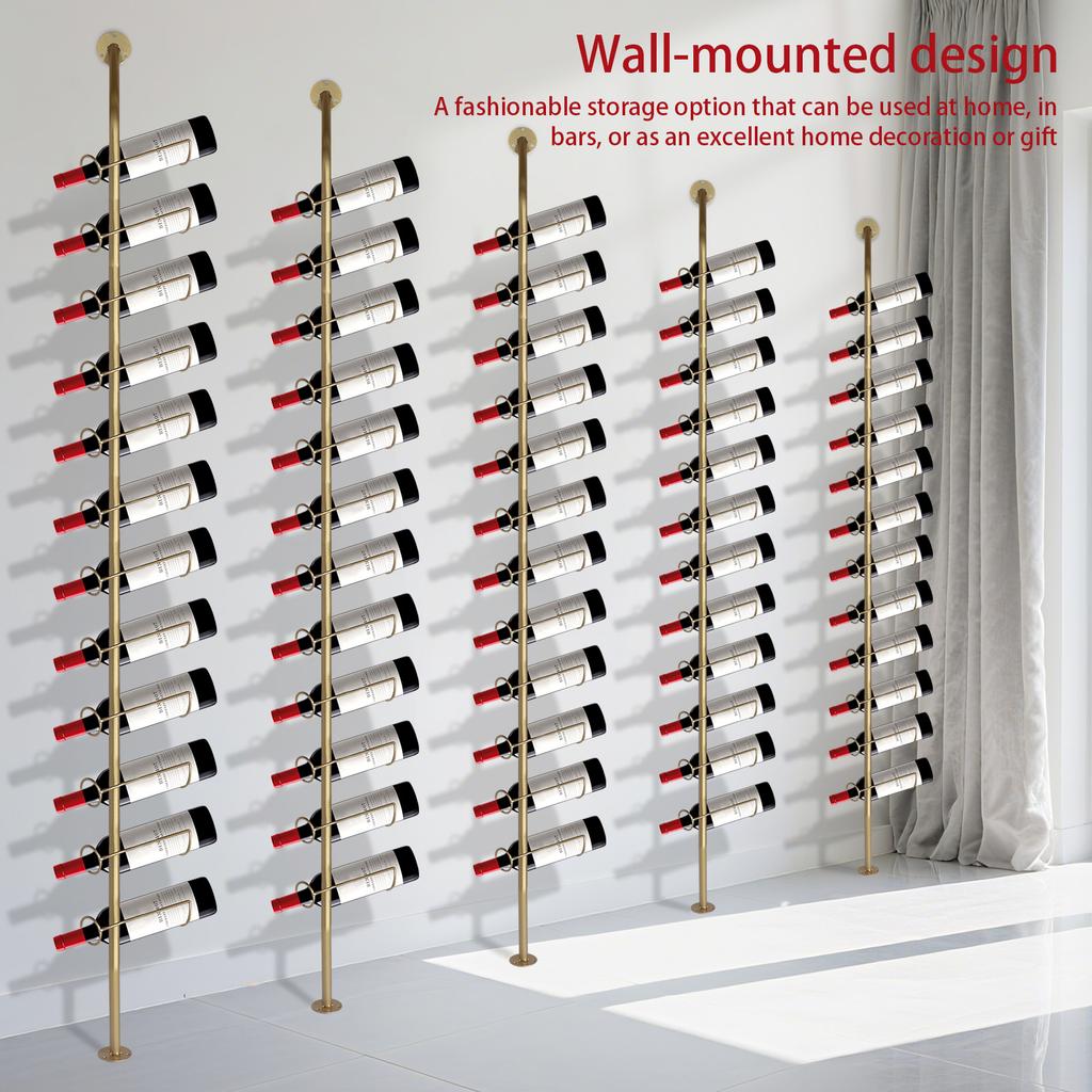 5 Pack Wall Mount Wine Rack Holds 60 Bottles Metal Storage Rack Wine Storage Organizer for Kitchen Dining Room Bar Wine Cellar