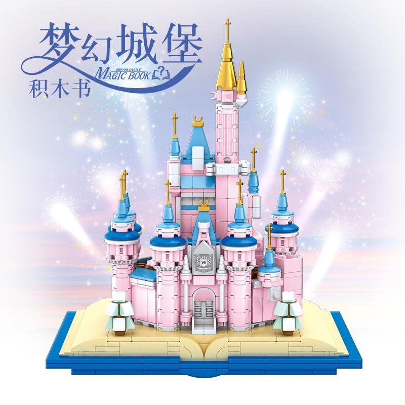 Creative Magic Book Building Block Magic Castle Tower Tree House Model Figure 3D Train Assembled Brick Toys for Birthday Gift