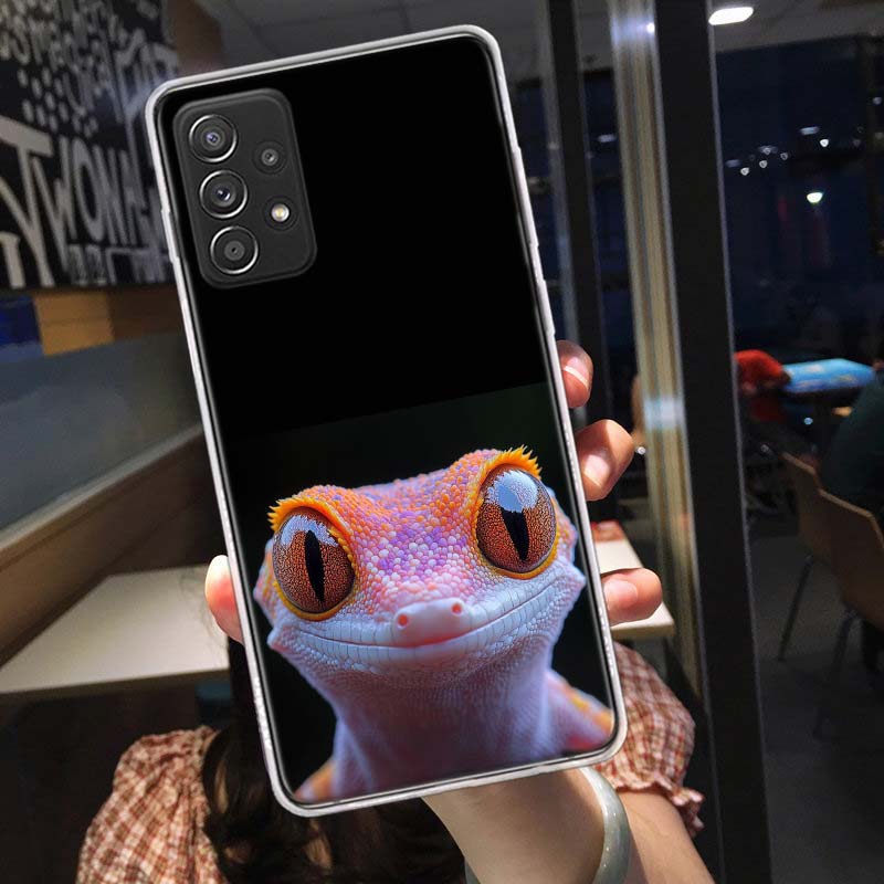 Чехлы для телефона «Ящерицы и гекконы с большими глазами» для Samsung A54 A57 A37 A17 A14 A15 A12 A24 A34 A55 A35 A25 A52S A07 A05S A04S A22 A