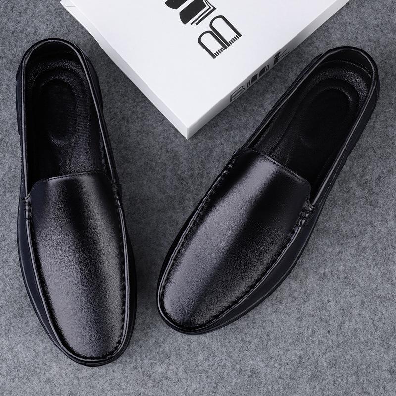 Doudou Shoes Мужские туфли из натуральной коровьей кожи, повседневные туфли для папы, мокасины с одной педалью для мужчин