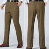 Мужские дышащие повседневные брюки, хлопковые легкие прямые брюки с высокой талией для мужчин, удобная посадка, свободные деловые рабочие классические брюки с карманом