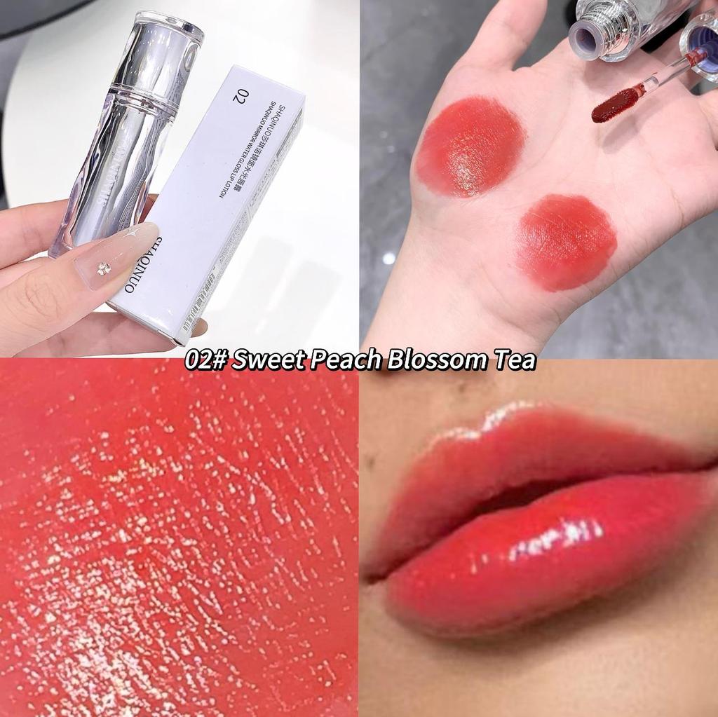 SHAQINUO Mirror Lip Glaze Juicy Clear & Natural Makeup Lip Tint Lip Gloss Long-lasting Moisturizing Glaze