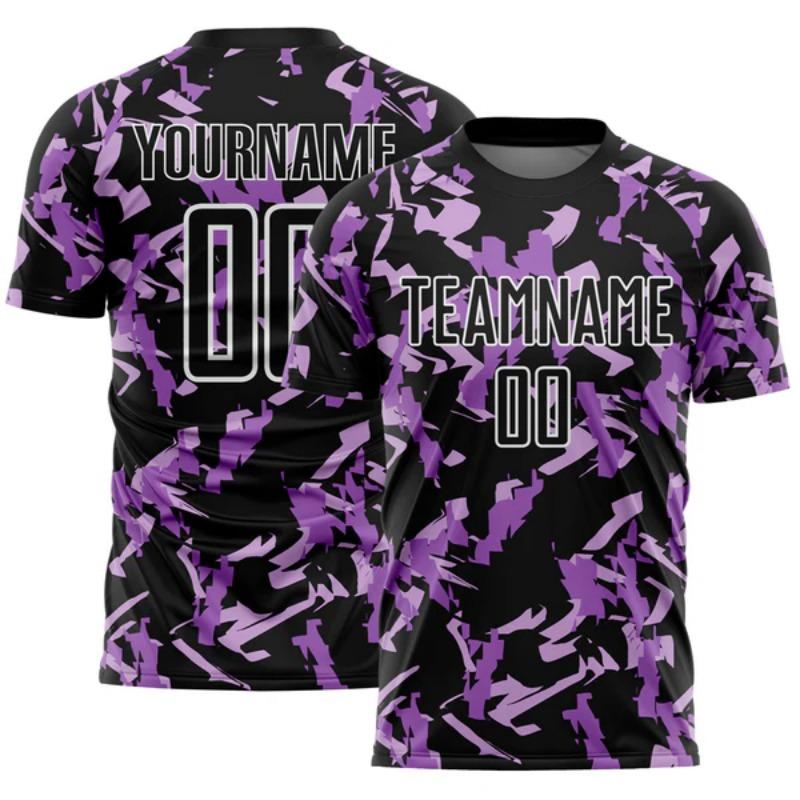Team Custom Sport Man T Shirt Personalized Name Number Purple Blue Camo Print Game Day Apparel Streetwear Clothing