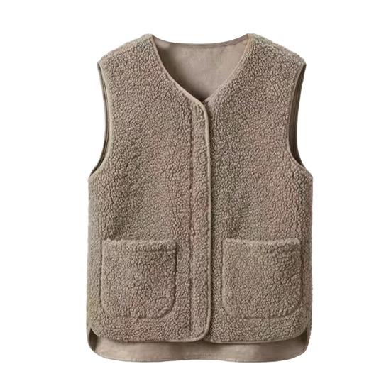 Sherpa Fleece Vest for Women Warm Sleeveless Jacket Cozy Zip Up Coat with Pockets Fall Winter Outerwear