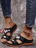 Fashion Trendy Floral Style Sandals 2024 New Summer Slope Heel Wear-resistant Lightweight Casual Daily Slippers Platform Sandals Traf