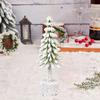 Mini Christmas Tree Artificial Bottle Brush Tree with Wooden Base Small Snow Frost Flocked Pine Tree for Winter Tabletop Home Decor