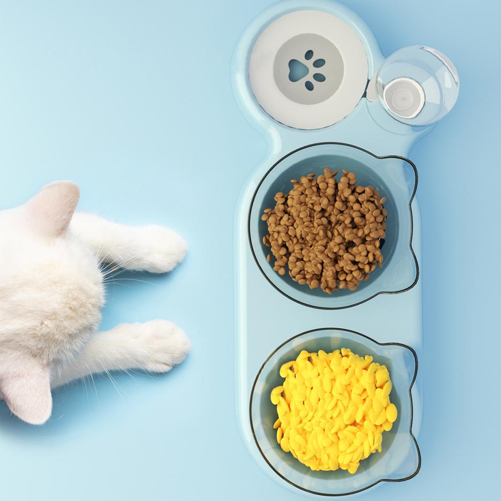 Инновационная автоматическая поилка для домашних животных с двойными мисками для кормления и питья Прозрачная миска для кошек и собак