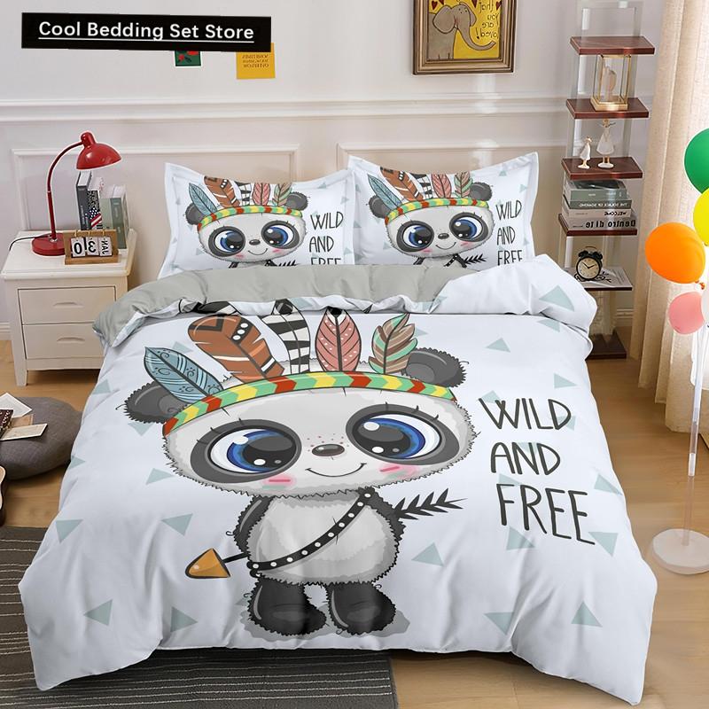 Комплект постельного белья с рисунком панды в 3D, милые напечатанные животные, пододеяльники, комплекты односпальных постельного белья размера «queen-size», одежда для взрослых и детей, подарки