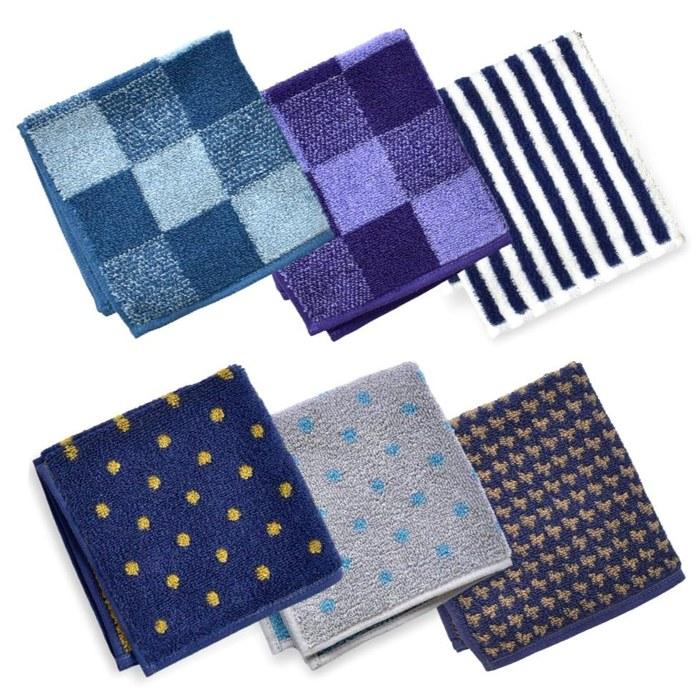 ORI365 Imabari Towel Hand Towels 6-Pack, 100% Cotton, 25x25cm (2-Assortment, 6-Piece Set)