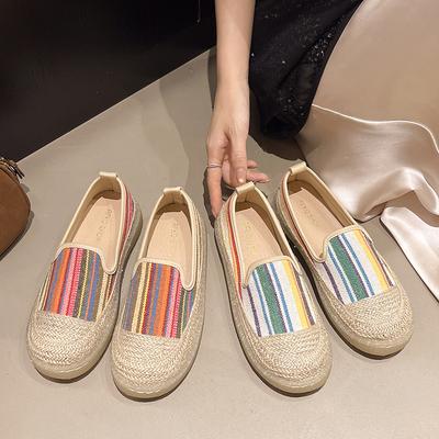 Потрясающие дышащие соломенные туфли-рыбацкие туфли женские 2025 лето новые туфли-лодочки на одной педали, легкие и удобные повседневные туфли