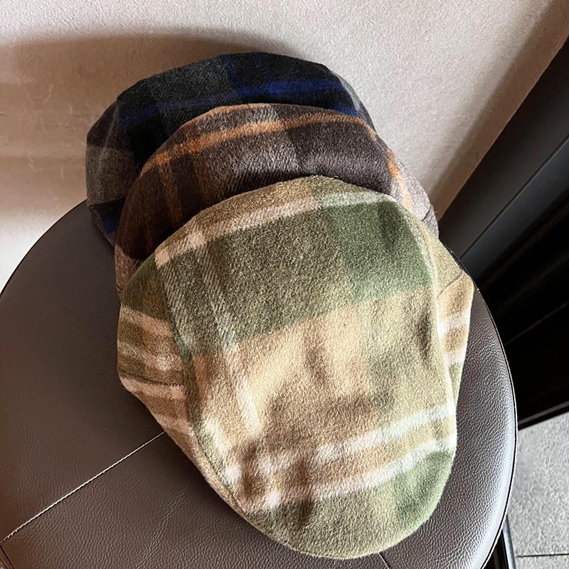 Осенне-зимняя плюшевая кепка-ньюсбой из смесовой ткани с коротким козырьком и теплотой для повседневной носки для мужчин и женщин