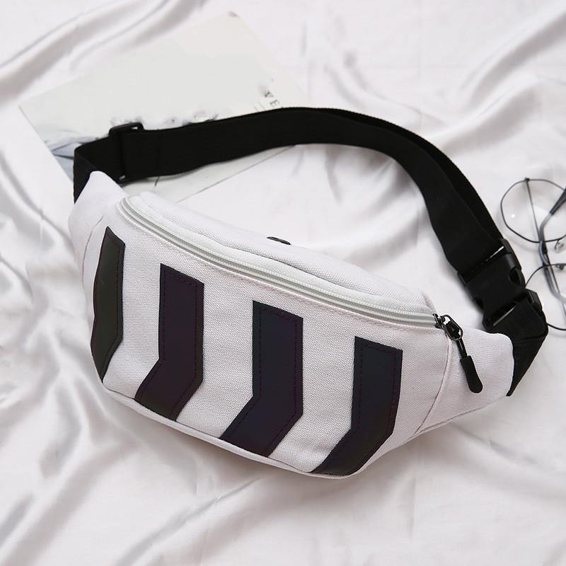 Холщовые поясные сумки унисекс со стрелкой и отражением, парусиновая повседневная сумка через плечо для пары с отверстием для наушников, дорожная поясная сумка для бега