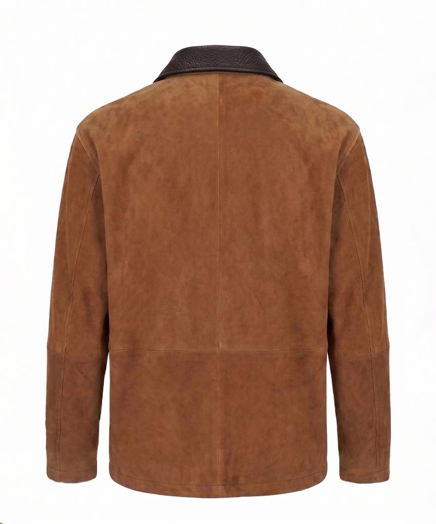 PINBLACK Unisex French Goat Suede Leather Collar Work Jacket