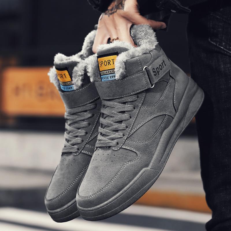 Winter Boots Men Ankle Boots Warm Fur Casual High Top Male Sneakers 2024 Fashion Plush Warm Platform Booties Zapatos De Hombre