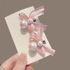 Trendy Bow Pearl  Hairpin Elegant Bangs Pearl Clips Fashion Bowknot Hair Clips  Wedding