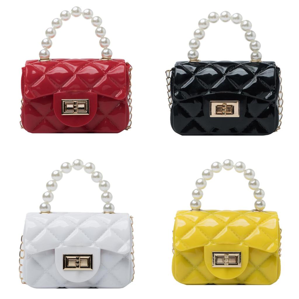 Модная мини-желейная сумка с жемчужной цепочкой, силиконовый материал для детей