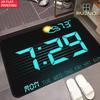 Neon Digital Clock Doormat Green Gradient Time Screen Black Base Modern Minimalist Entry Mat