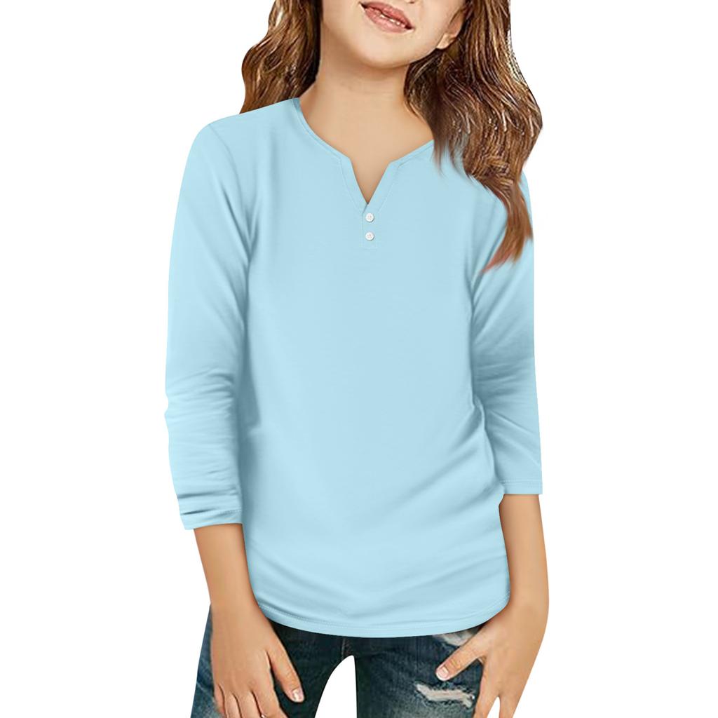 Детская футболка с рукавом 3/4, повседневная футболка с принтом, круглый вырез, блузка-пуловер