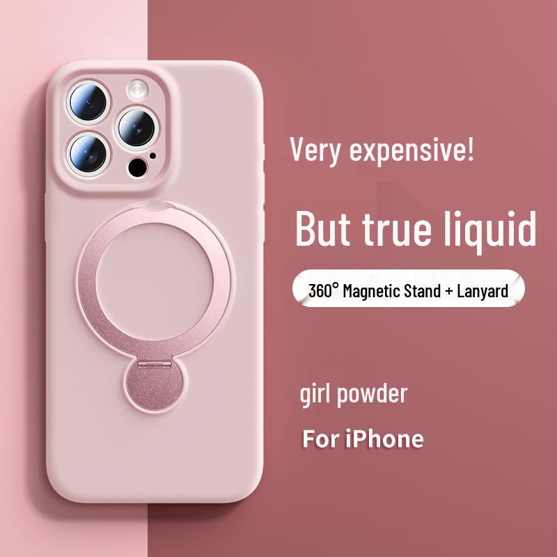Чехол-подставка из жидкого силикона с магнитом для iPhone 15/16 Pro Max - Защитный чехол с полной покрытием