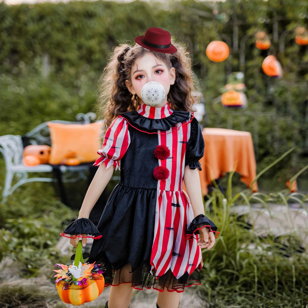 Halloween children's costume clown soul cos girls dress party funny dress up carnival costume