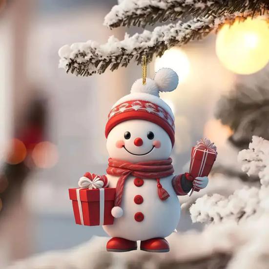Рождественский подвесной орнамент акриловый мультяшный стиль кулон с шнурком