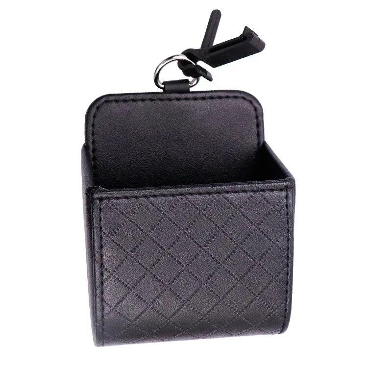 1 Pc Car Storage Bag Air Vent Dashboard Tidy Hanging Leather Organizer Box Glasses Phone Holder Storage Organizer Car Accessorie