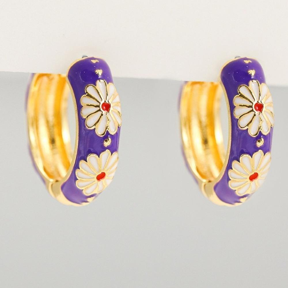 Китайские эмалевые серьги-цветы Классические серьги в китайском стиле Серьги-кольца Ювелирные изделия