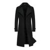 Men Overcoat Double Breasted Slim Fit Mid Length Long Sleeve Thick Windproof Warm Soft Solid Color Cardigan Buttons Lapel Men Long Coat
